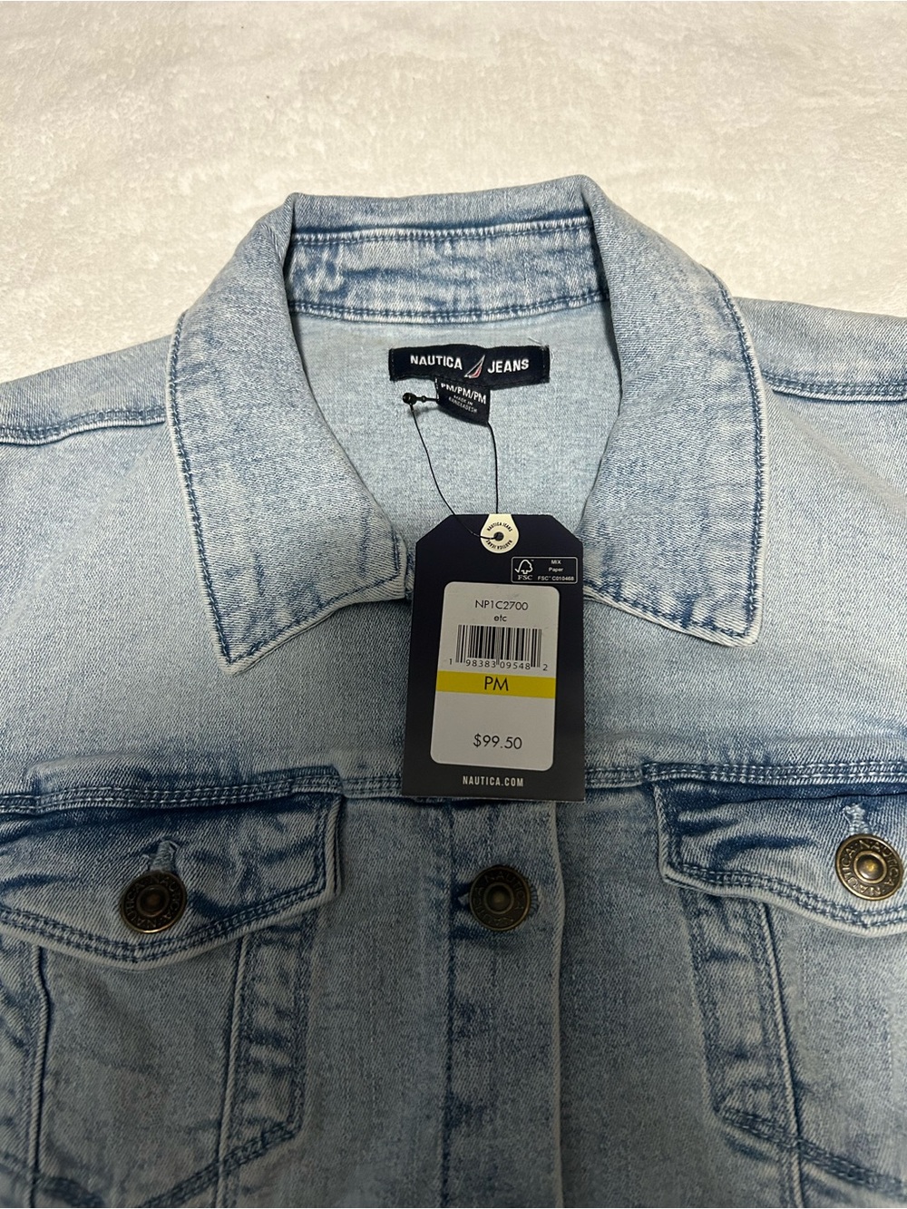 New Nautica Jeans Light Wash Denim Jacket - Medium Petite.